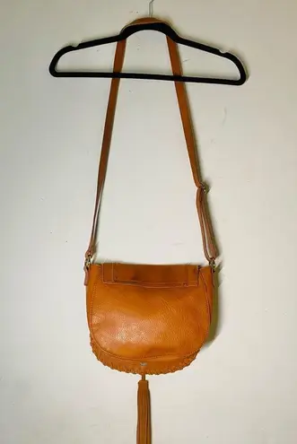 INC International Concepts Willow cognac leather crossbody hippie saddle bag Brown