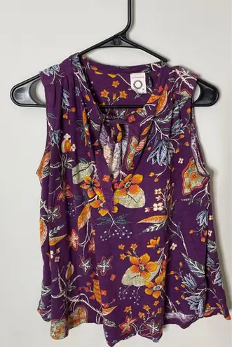 Akemi + Kin Anthropologie Botanical Swing Tank Blouse Relaxed Fit Purple Women’s Small - Image 1