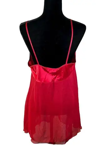Inner Most Vintage USA Made Red Silky Sheer Babydoll Top Lingerie Medium