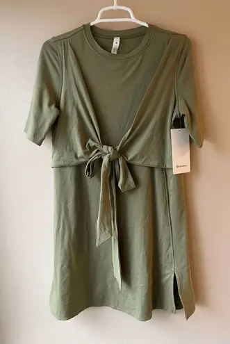 Lululemon  Cotton Wrap Front T Shirt Dress in Bronze Green Women's Size 4 thumbnail 1