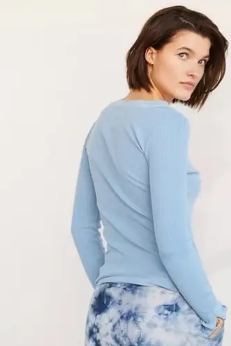 Pilcro Anthropologie Evanna Ribbed Knit Long-Sleeve Pullover Light Blue