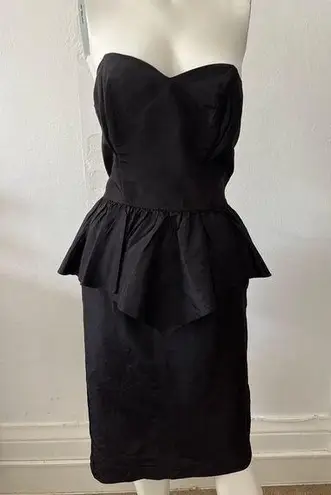 Vintage Wayne Diamond black Sweetheart tiered silky satin ruffled cocktail dress - Image 1