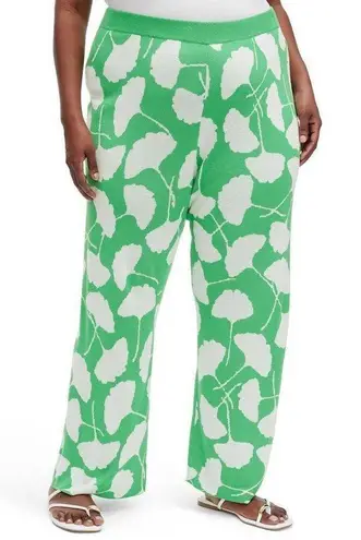 Diane Von Furstenberg Ginkgo Green Sweater Knit Flare Pants