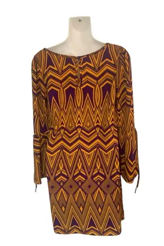 J&M CLOTHING Gameday DRESS Size S Bell Sleeve PURPLE GOLD Yellow JM - Image 5