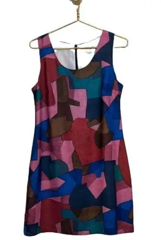 Molly Bracken Lili Sidonio Cubism Art Deco Colorful Shift Dress Size Medium