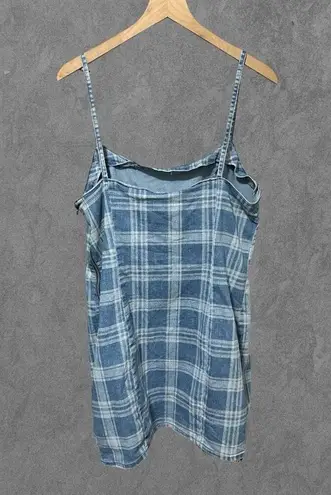 Divided  BY H&M | Blue Denim Plaid Fitted Sleeveless Bodycon Mini Dress Size XL