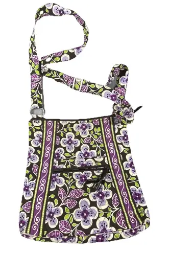 Vera Bradley Plum Petals Quilted Hipster Crossbody Bag Adjustable Strap Clean