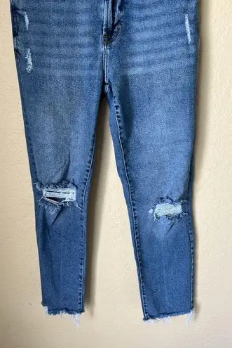 Kensie Distressed Slim Straight Jeans