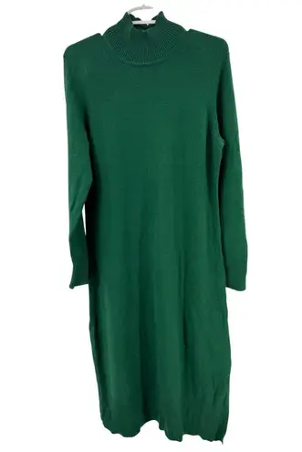 Free Assembly green mock neck midi sweater dress XL soft holiday winter modest