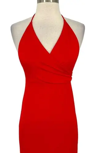 K Too Halter High Leg Slit Jersey Maxi Dress Red Size Large NWT