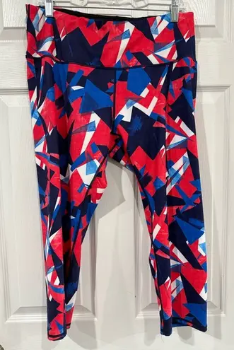🎄Ododos Geometric Print Leggings Red Size 2X
