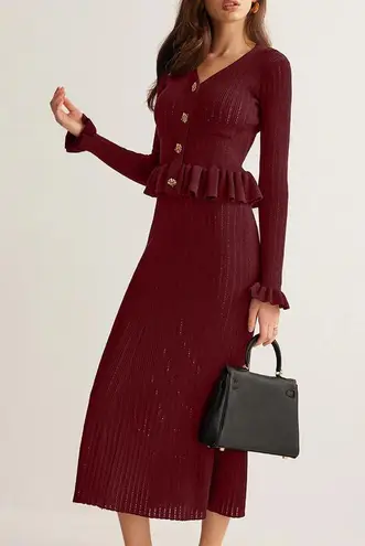 Commense Ruffle Slim Sweater Dress size XL Red