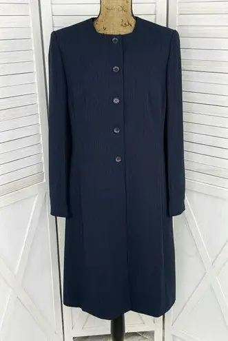 Dress Barn  Pinstripe Long Line Blazer Jacket Blue Tan 10 Suit Coat