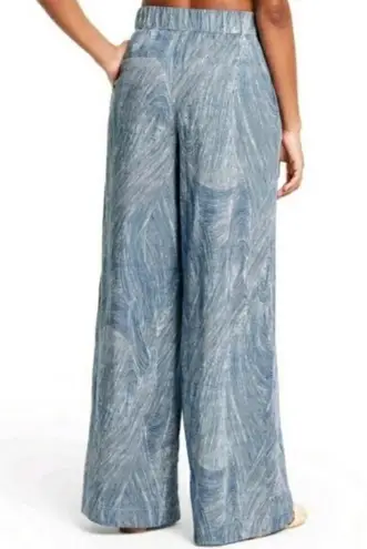 Target Fe Noel x  Linen Blend Blue White Tropical Wide Legs Pants womens 1X new