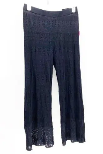 Shoe dazzle lace lined wide leg pants beach vacation comfortable crochet size L Black Size L