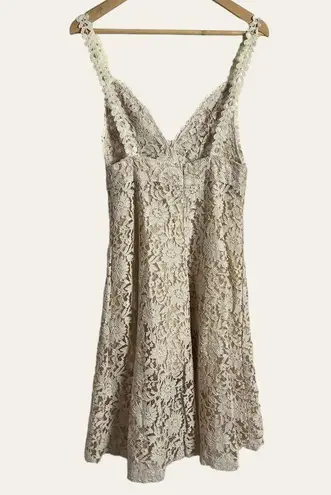 Masala Beige Floral Lace Plunge V