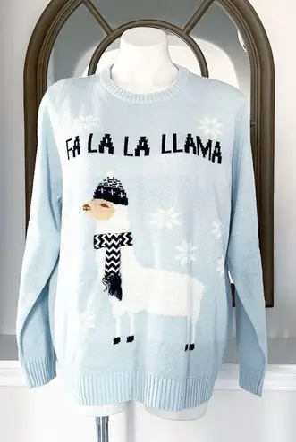 Avenue “Fa La La Llama” Crewneck Holiday Sweater Pullover Size Large EXCELLENT! Blue
