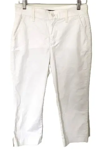 NYDJ White Lift Tuck Crop Chino Pants Cotton Blend Straight Crop Sz 6