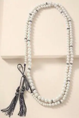 Stella & Dot Mara Pearl Statement Necklace Wrap Tie Long Sparkle
