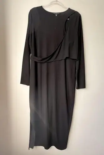 Eloquii Black Wrap Cut Out Front Long Sleeve Maxi Dress 18/20