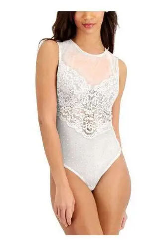 INC International Concepts Womens S White NWT Sheer Lace Mesh Thong Bodysuit