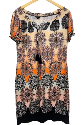 Enfocus Studio En Focus Studio Boho Short Sleeve Stretch Shift Dress Size 6