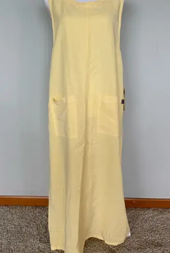 Vintage NWT light yellow chore maxi dress | large | Pockets