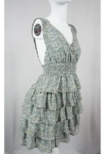 STORIA Floral Ruffle Tiered Dress Mint Green Woman's Size Small NWT!
