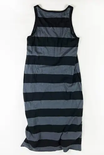 ATM Anthony Thomas Mellilo Stripe Print Tank Maxi Long Dress Asphalt Black LG