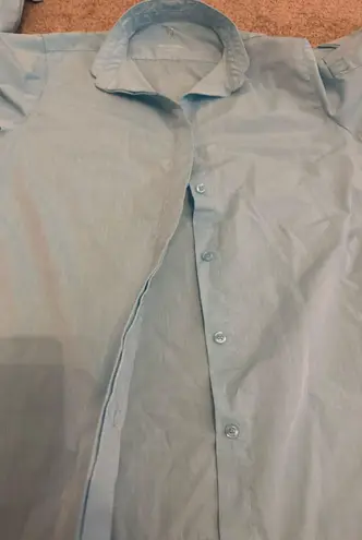 Chef Works Uniform Women Long Sleeve Button Baby Blue Small