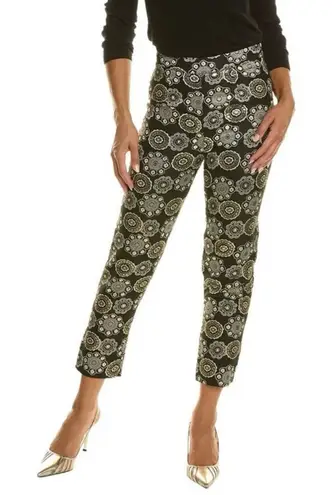 NWT FRANCES VALENTINE | Jacquard Black and Gold Metallic Lucy Pant Pants Sz. 0