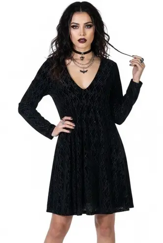 Anna Grace Velvet Geometric Fit & Flare Dress Womens S Black Gothic Whimsygoth