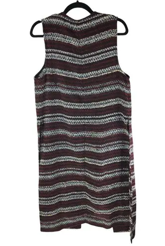 BCBGeneration  Tweed Cardigan Duster Side Slits Open Front Striped Red Black M