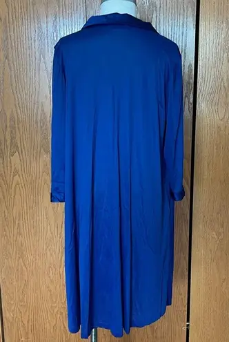 Vanity Fair  Blue Vintage 3/4 Sleeve Button Up Nightgown Size XL