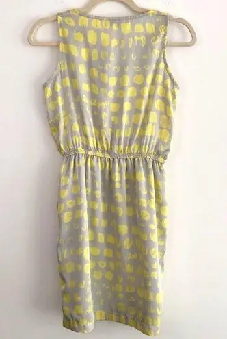 Emmelee New Dot Print Ruffle Trim Dress Sleeveless Satin Mini Yellow Grey