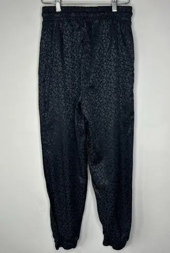 ZARA NWOT  Womens Black Leopard Print Tie Waist Joggers Size Small Lightweight