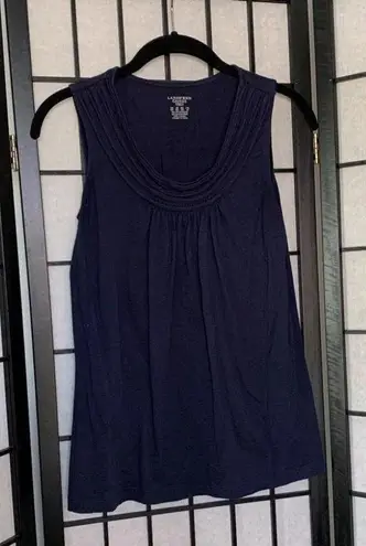 Lands'End  Ruffled Sleeveless Scoop Neck Tank Top Blouse Navy Blue XXS