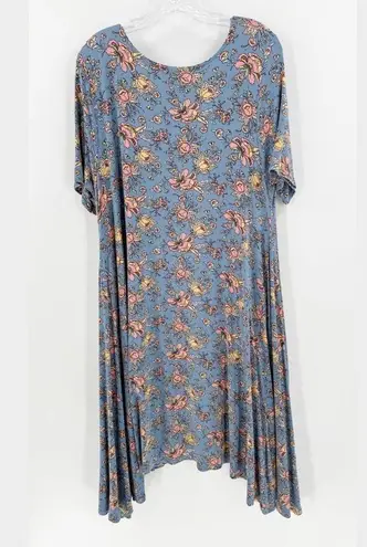 Agnes & Dora Floral Scoop Neck Short Sleeve Sway Midi Shift Dress Size XL FLAW
