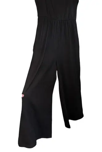 Rae Mode Black Sleeveless Cropped Jumpsuit Women's Small Wide Leg Pockets Yoga