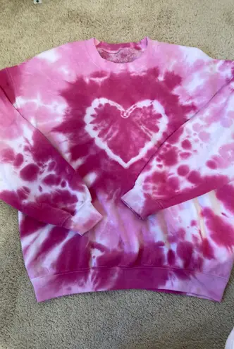 Urban Outfitters Pink Tie Dye Heart Crew neck