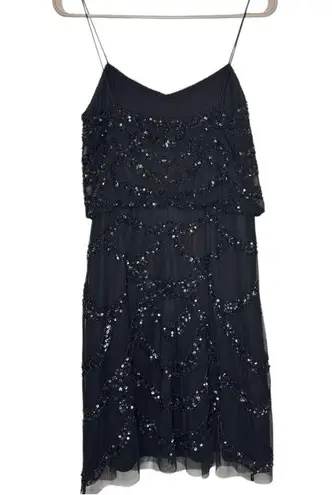 Aidan Mattox Beaded Flapper Cocktail Dress – Black Size 4