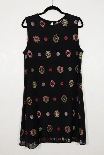 Desigual NWT Black Embroidered Shift Dress Size 46 / 12 US