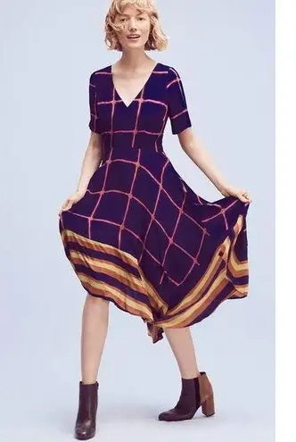 HD in Paris Anthropologie Striped Pane Midi Dress Blue Size 0P