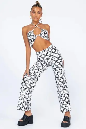 Princess Polly Black and White Latiana Floral Checkerboard Pants + Top Set 8