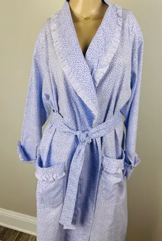 Cypress Vintage Poplin Egyptian Cotton Blue Floral House Robe Women's Sz M Comfy