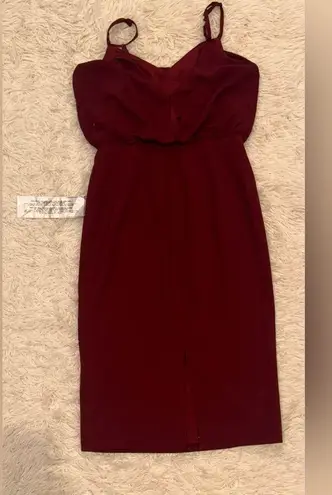 Dress the Population NWOT Alondra Blouson pencil skirt Dress Burgundy Sz M