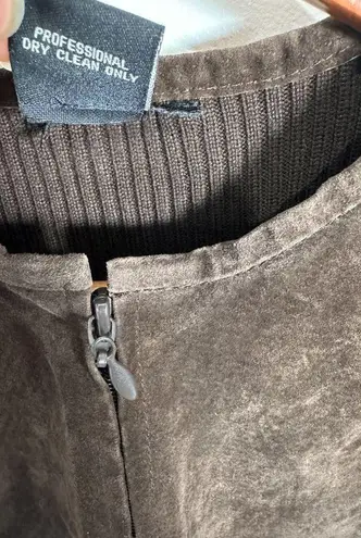 Vintage Y2K Escapade Sweater Full Zip Suede Brown Long Sleeve Womens Small