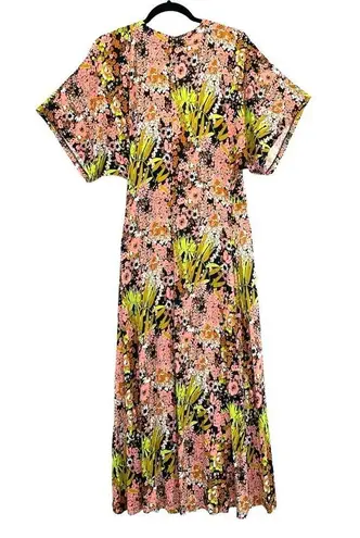 Whistles Pink Floral Dolman Short Sleeve Wrap Midi Dress NWT 10