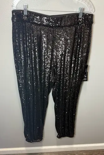 EXPRESS  Women's NEW High Rise Sequined Black‎ Jogger Pants Size Large - Image 1