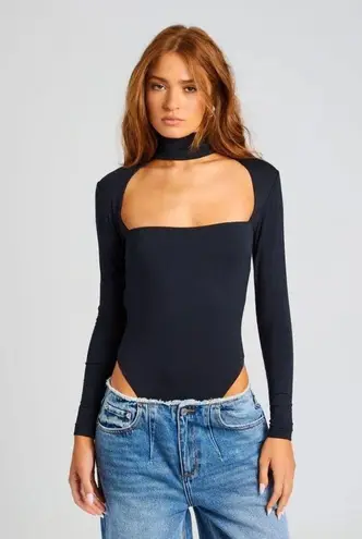 SER.O.YA Odessa Cut Out Open Bodysuit Black Womens Size Medium